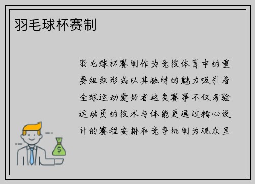 羽毛球杯赛制