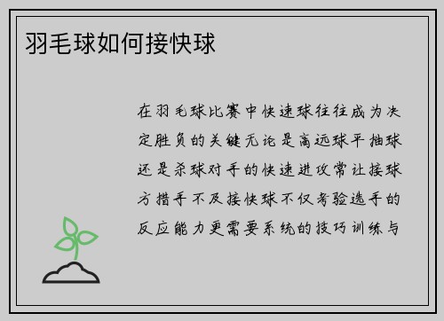 羽毛球如何接快球